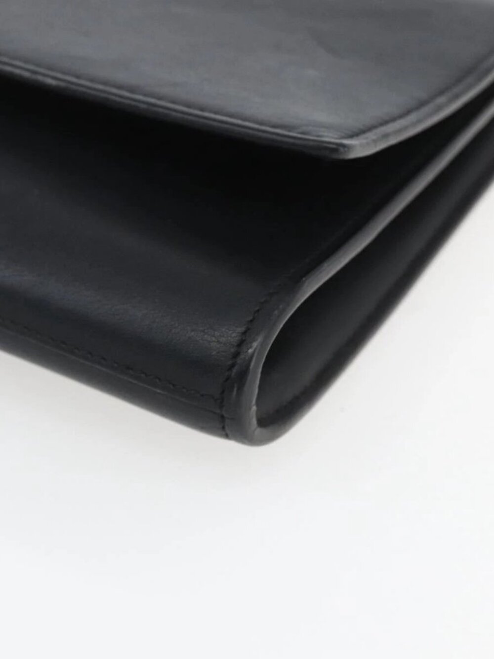SAINT LAURENT Clutch Bag Leather Black Gold Auth ka1261 - Picture 3 of 16